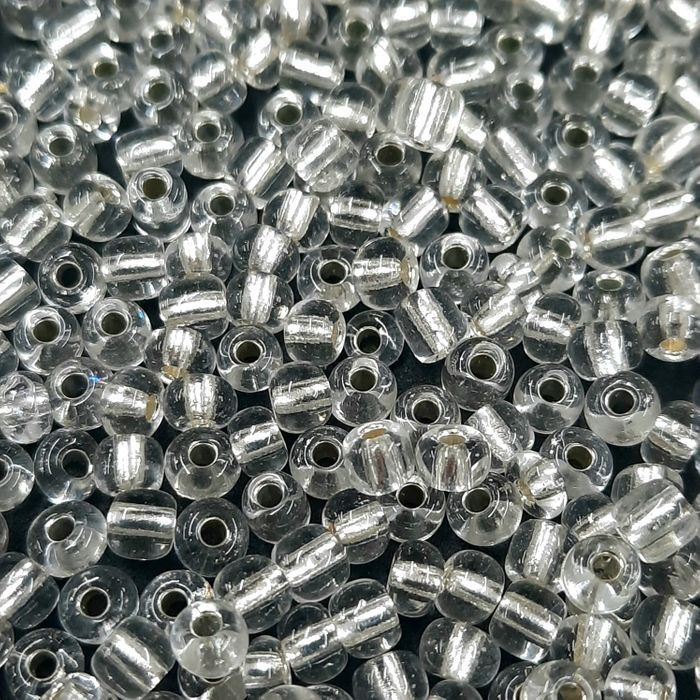 Miçanga Chinesa Transparente Prata 21 - 6/0(4,1mm) 500g