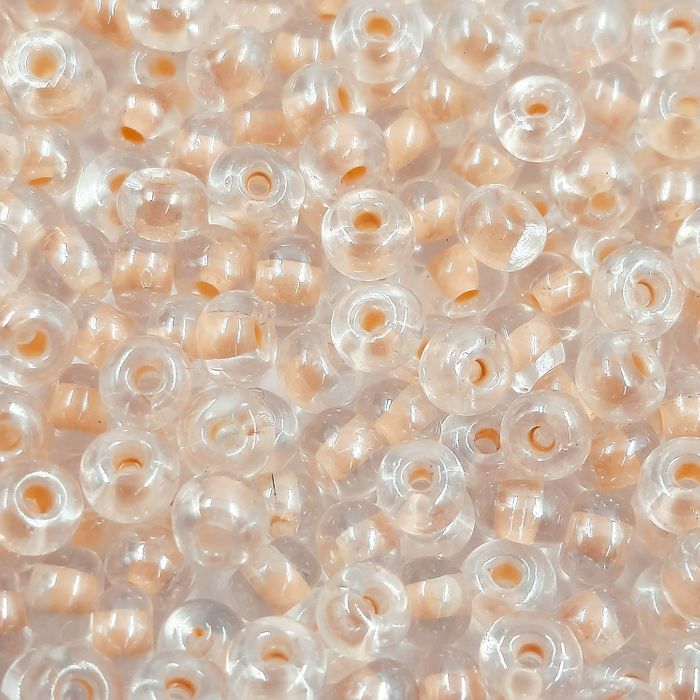 Miçanga Asmara Transparente Cristal Fio Pêssego P40 - 9/0(2,6mm) 25g Aprox. 1.200 peças