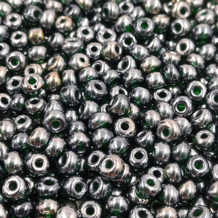 Miçanga Asmara Transparente Lustroso Verde 56290 - 6/0(4,1mm) 25g Aprox. 300 Peças