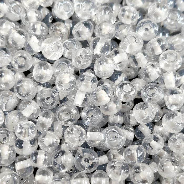 Miçanga Asmara Transparente Cristal Fio Branco P19 - 9/0(2,6mm) 25g Aprox. 1.200 peças