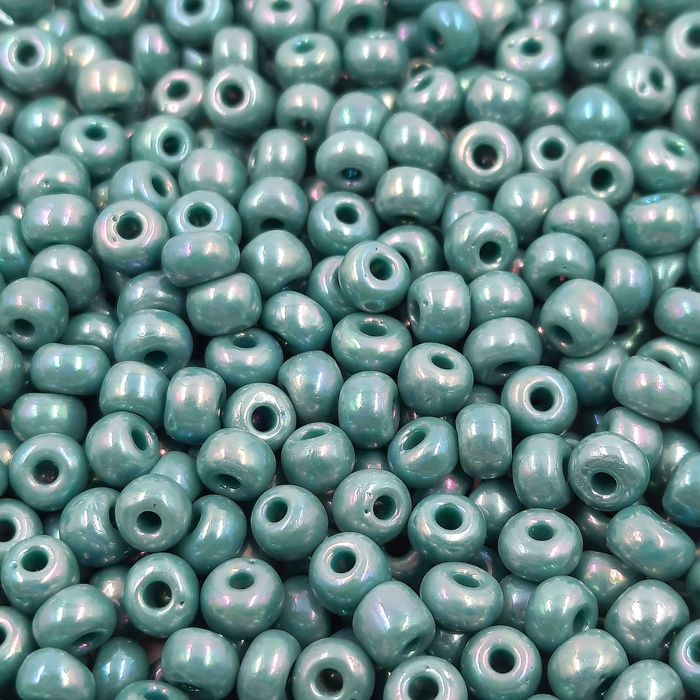 Miçanga Asmara Fosca Verde Turquesa Aurora Boreal 64130 - 6/0(4,1mm) 25g