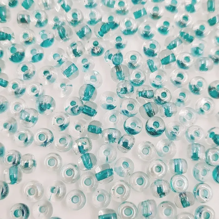 Miçanga Asmara Transparente Cristal Fio Verde Turquesa P379 - 9/0(2,6mm) 500g