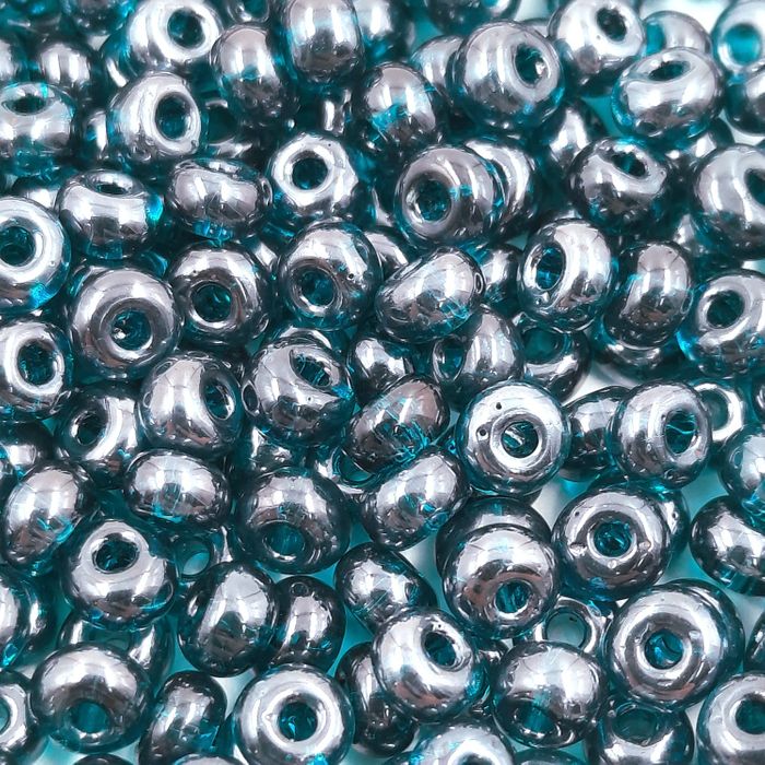 Miçanga Asmara Transparente Lustroso Azul 56710 - 6/0(4,1mm) 25g Aprox. 300 Peças