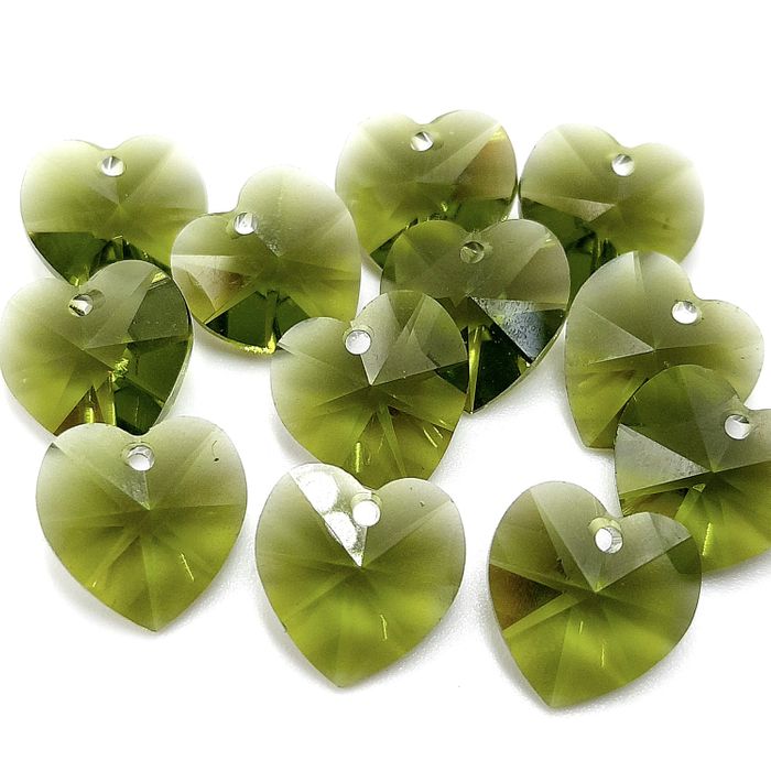 Coração Swarovski com furo Olivine - 10.3x10mm 12 Peças