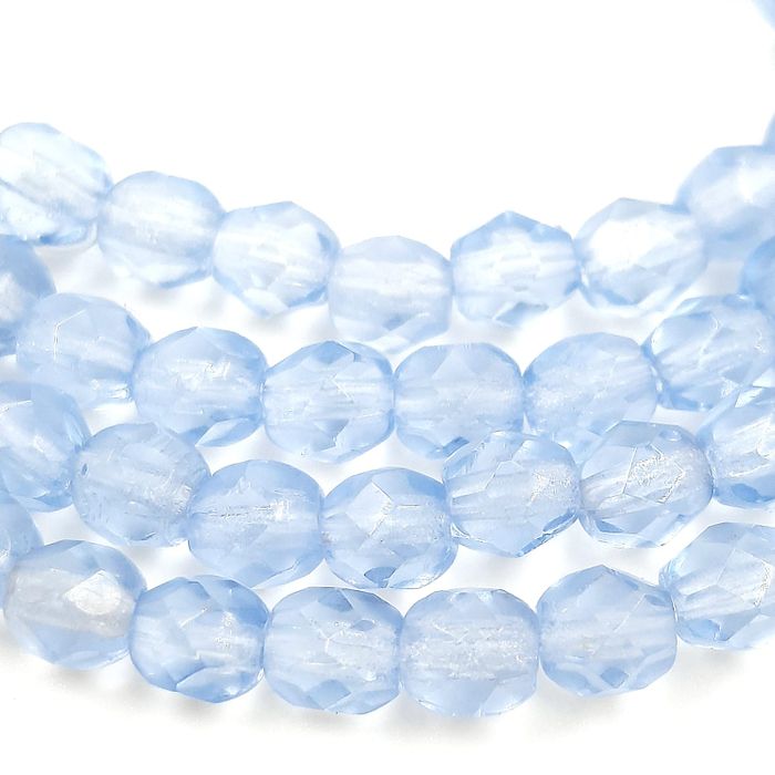 Fio de Cristal Transparente Safira Opal 30020 - 4mm Aprox. 120 Peças