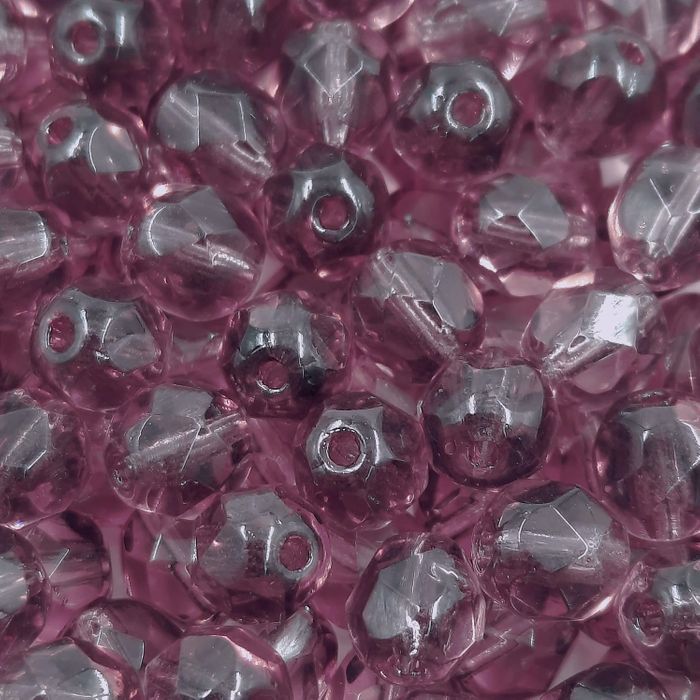 Fio de Cristal 4mm Facetado Lilás 2004 - 1 Fio Aprox. 120Peças