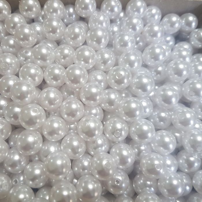 Pérola ABS Com Furo Passante Branca - 3mm 500g
