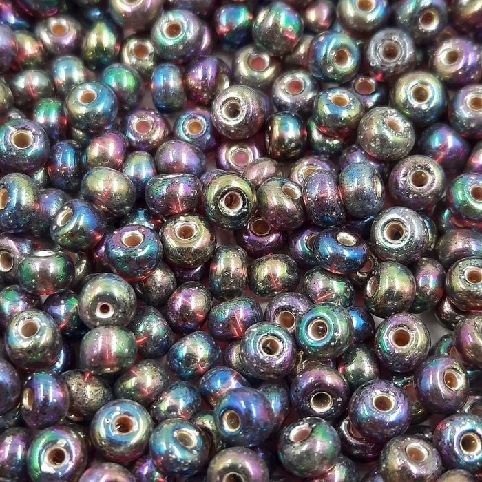 Miçanga Asmara Transparente Lilás Aurora Boreal 27069 - 6/0(4,1mm) 25g Aprox. 300 Peças