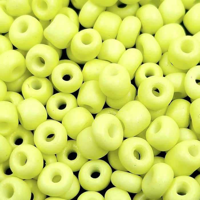 Miçanga Chinesa Fosca Amarelo Neon - 6/0(4,1mm) 25g Aprox. 300 Peças