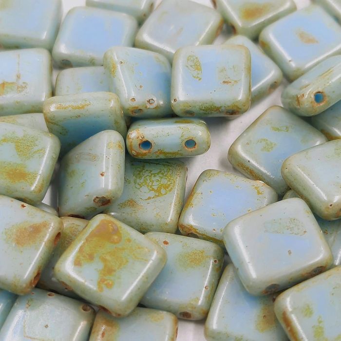 Quadrado 2 Furos Azul - 8x8mm 60 Peças