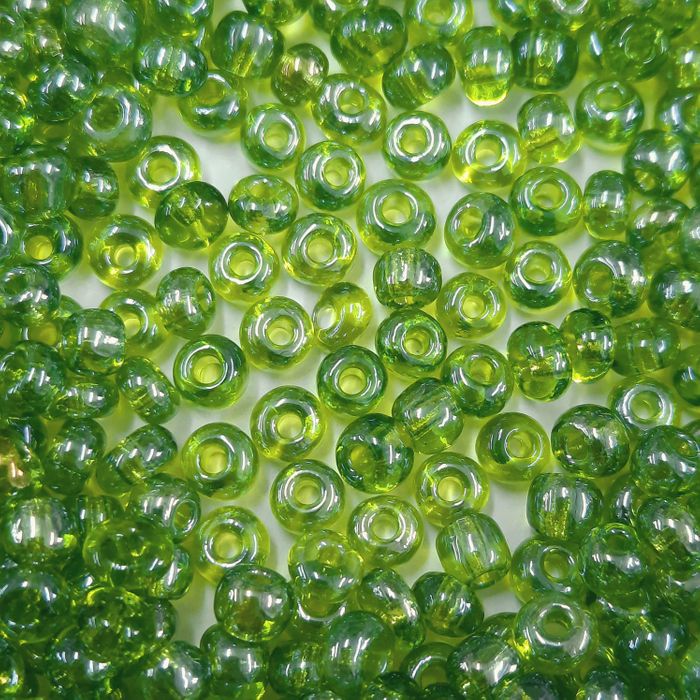 Miçanga Chinesa Transparente Verde Lustroso 119A - 6/0(4,1mm) 25g