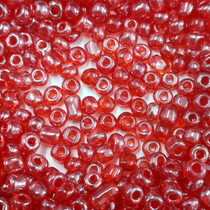 Miçanga Chinesa Transparente Vermelho Lustroso 105 - 6/0(4,1mm) 25g