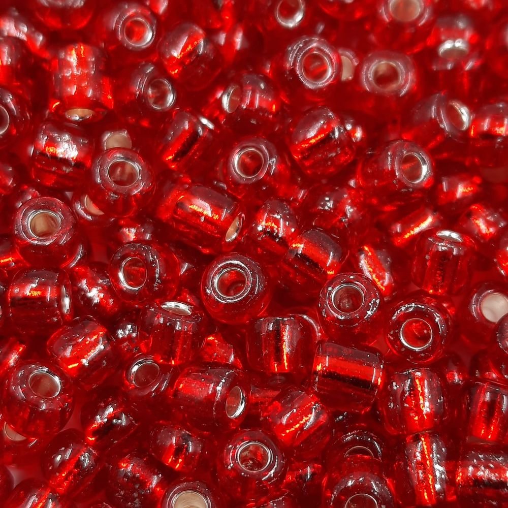 Miçanga Chinesa Transparente Vermelha 25 - 6/0(4,1mm) 500g
