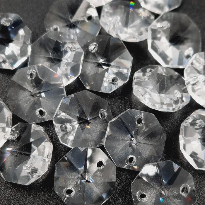 Castanha Dois Furos Cristal - 12mm 90 Peças