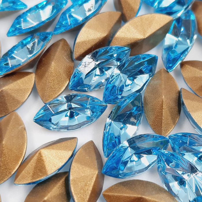 Strass Swarovski Navete Aquamarine Base cônica - 10x5mm 144 Peças