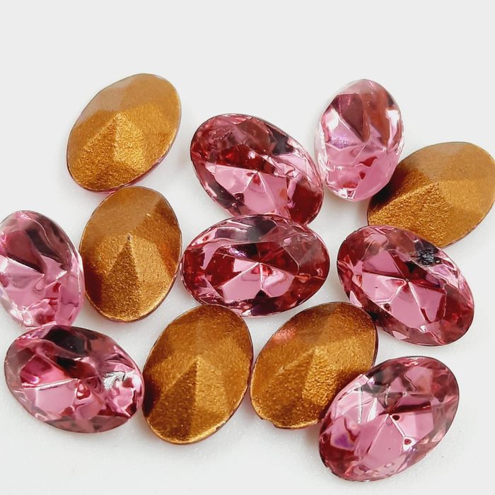 Strass Swarovski Oval Rose Base cônica - 6x4mm 12 Peças