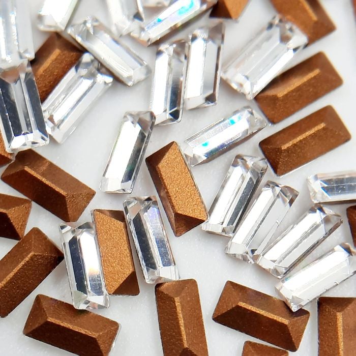 Strass Preciosa Baguete Cristal Base cônica - 4x2mm 144 Peças