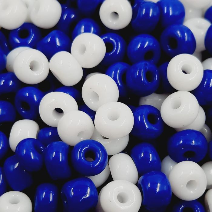 Miçanga Asmara Mix Azulão e Branca - 6/0(4,1mm) 25g