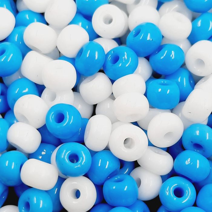 Miçanga Asmara Mix Azul Claro e Branca - 6/0(4,1mm) 500g