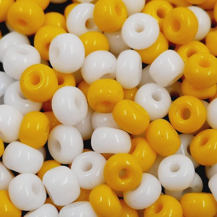 Miçanga Asmara Mix Amarela e Branca - 6/0(4,1mm) 500g