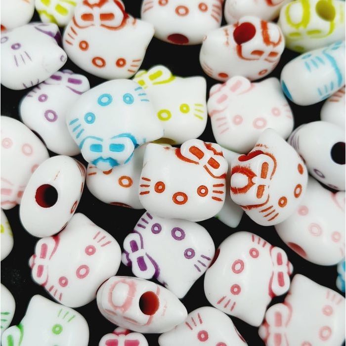 50Peças Hello Kit com furo passante Branca com colorido 11mm