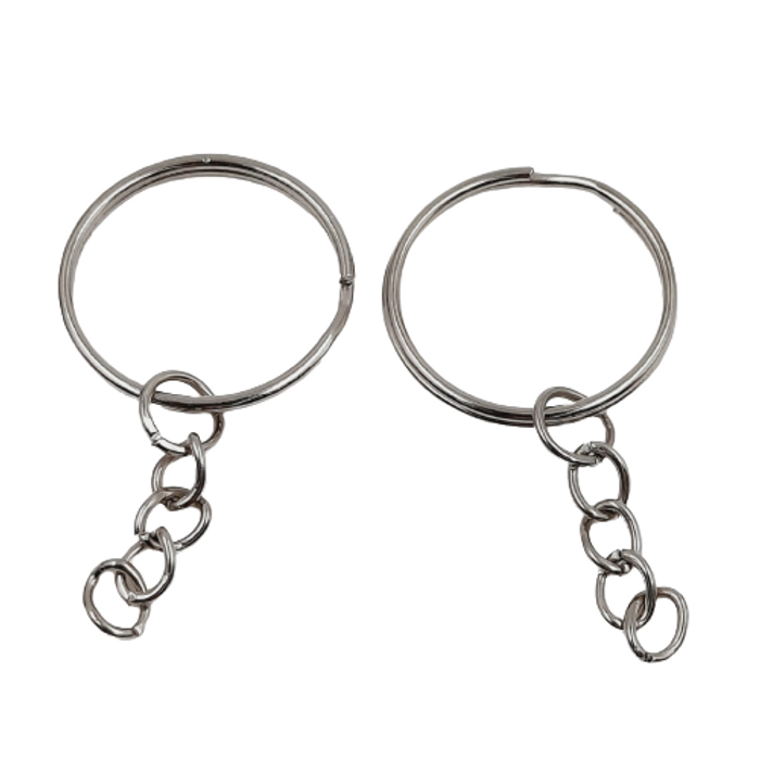 Argola para chaveiro com corrente - 28mm 10 Peças