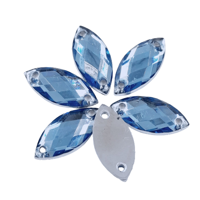 Navete Acrílica Azul Claro - 7x15mm 22,9g Aprox 200 Peças