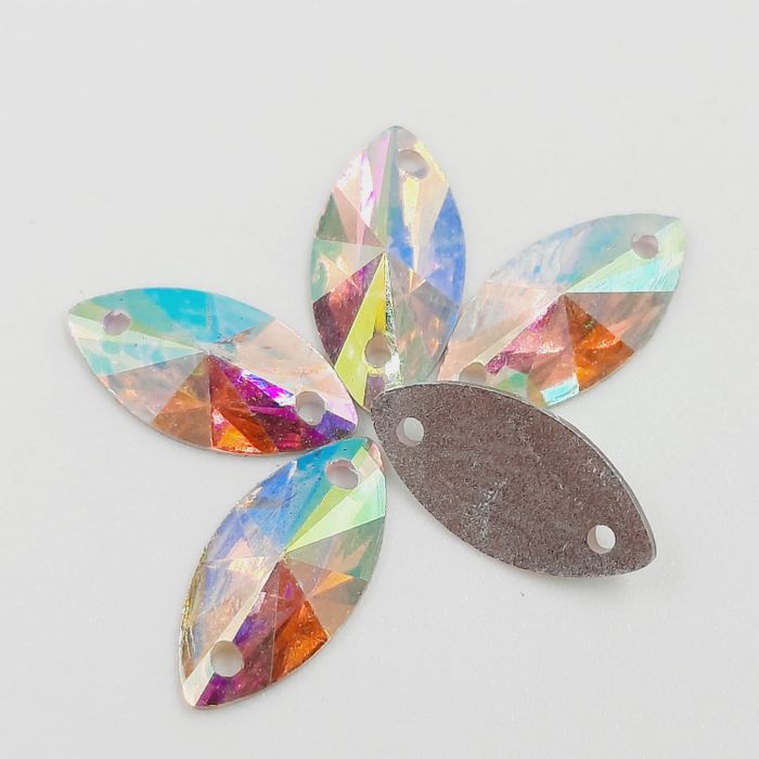 Navete Acrílica Aurora Boreal - 6x12mm 20 Peças