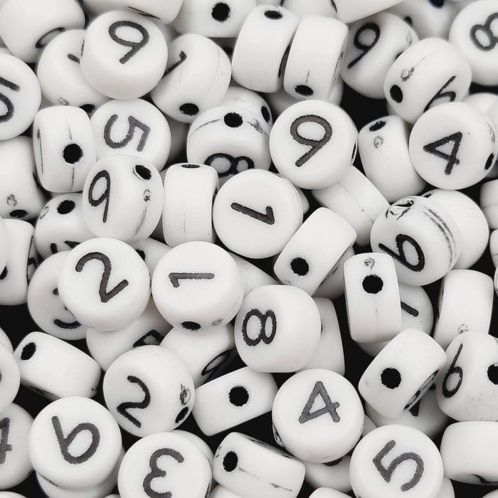 Miçanga Números Branco com preto - 7mm 25g
