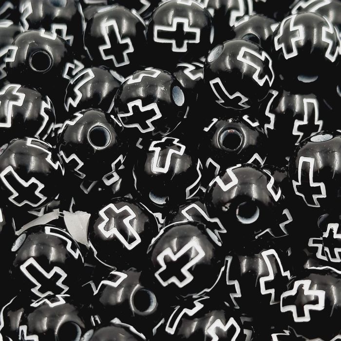 Bolinha Com Cruz Preta com branco - 8mm 25g