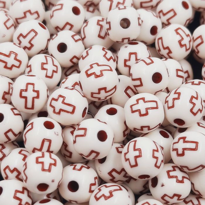 Bolinha Com Cruz Bege com Marrom - 8mm 25g