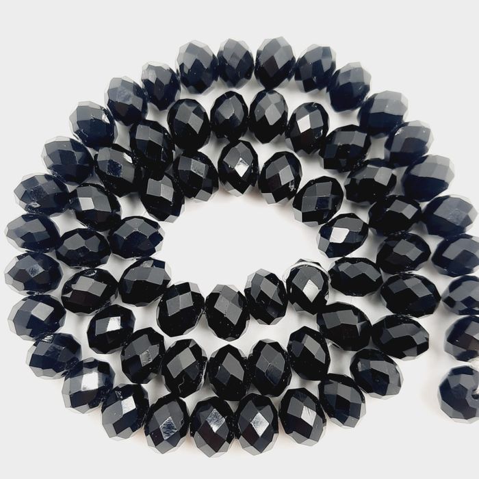 Fio de Cristal Preto - 8mm 1 Fio Aprox. 72 Peças