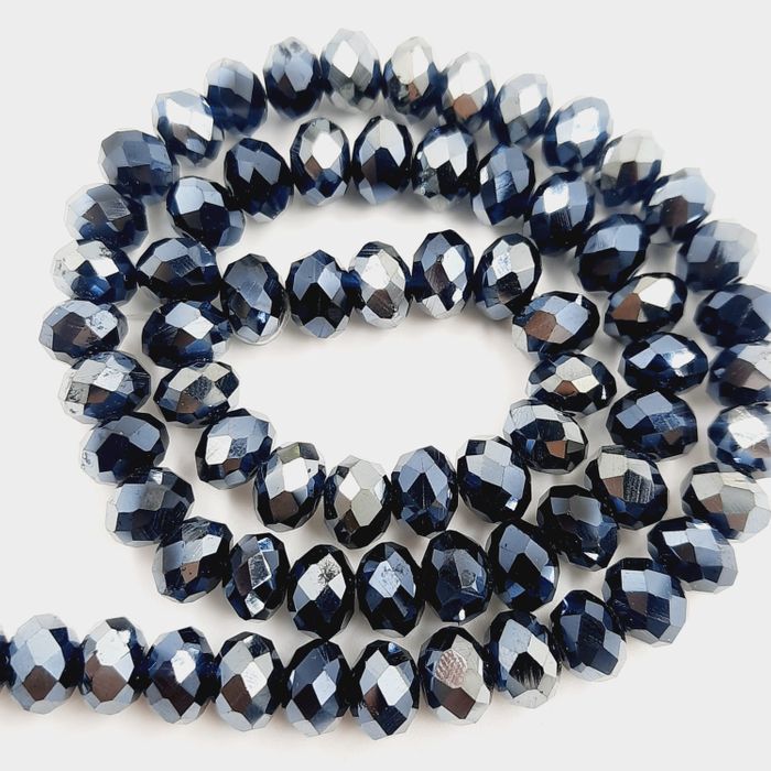 Fio de Cristal Jet Hematite - 8mm 1 Fio Aprox. 72 Peças