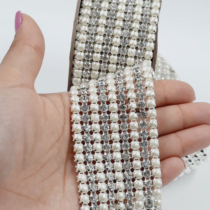 Malha Strass com Pérola - 46mm 1 Metro
