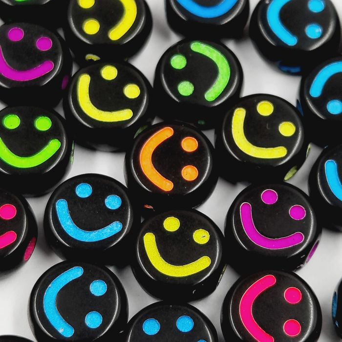 Carinha Redonda Smile Preta com neon - 10mm 25g