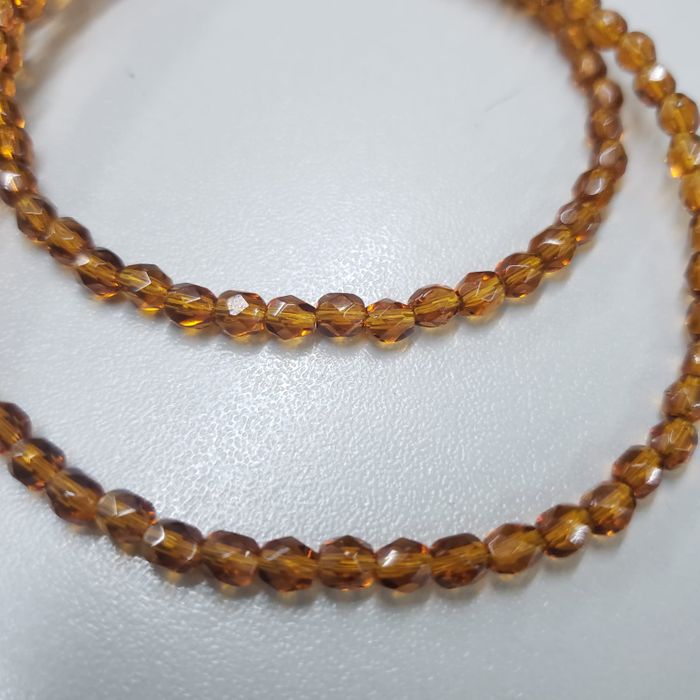 Fio de Cristal 4mm Transparente Marrom 1011 - 1 Fio Aprox. 120Peças