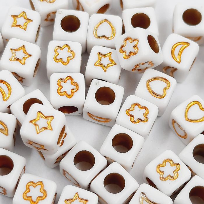 Entremeio Quadrado Infantil Branco Com Dourado - 6mm 25g