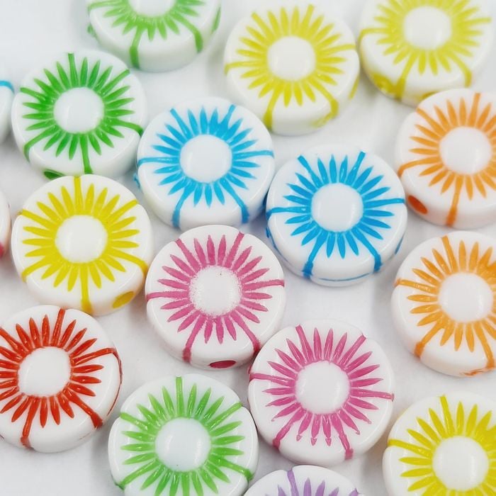 Florzinha com furo passante Colorida - 10mm 25g