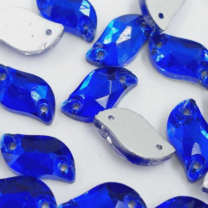Strass Para Costura Elegance Folha Safira 2 Furos - 6x12mm 504 Peças