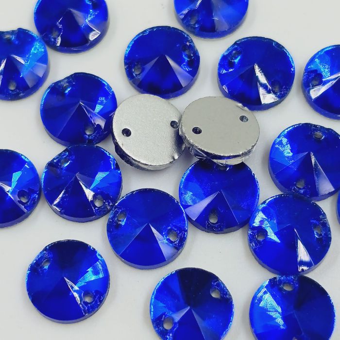Strass Para Costura Elegance Rivoli Safira 2 Furos - 8mm 540 Peças