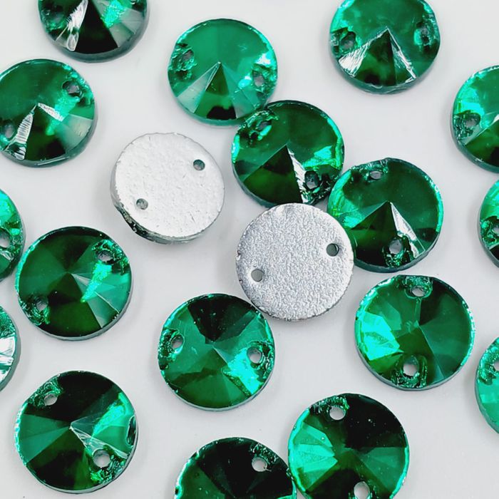 Strass Para Costura Elegance Rivoli Esmeralda 2 Furos - 8mm 540 Peças
