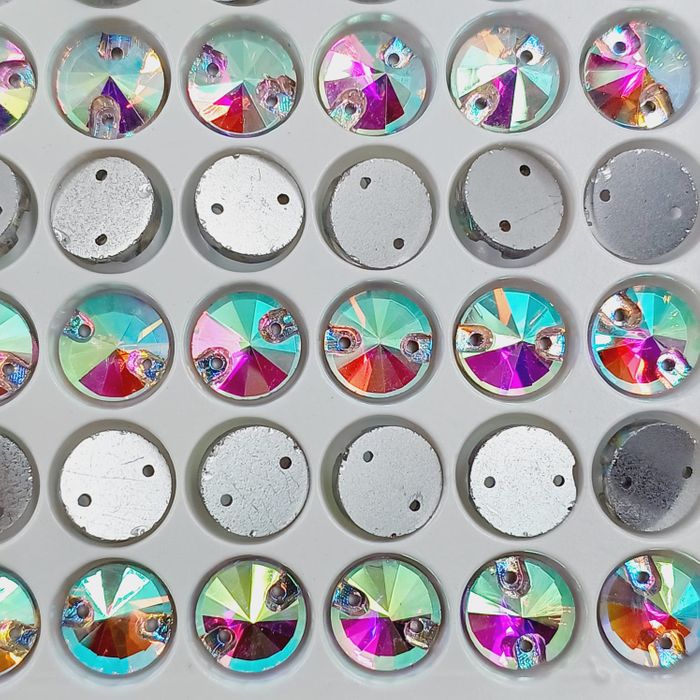 Strass Para Costura Elegance Rivoli Aurora Boreal 2 Furos - 10mm 360 Peças