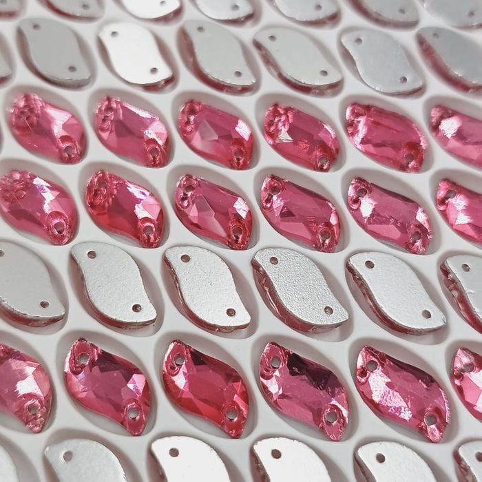 Strass Para Costura Elegance Folha Pink 2 Furos - 6x12mm 504 Peças