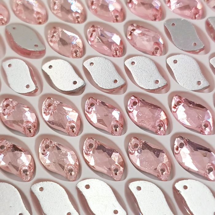 Strass Para Costura Elegance Folha Light Rose 2 Furos - 6x12mm 504 Peças