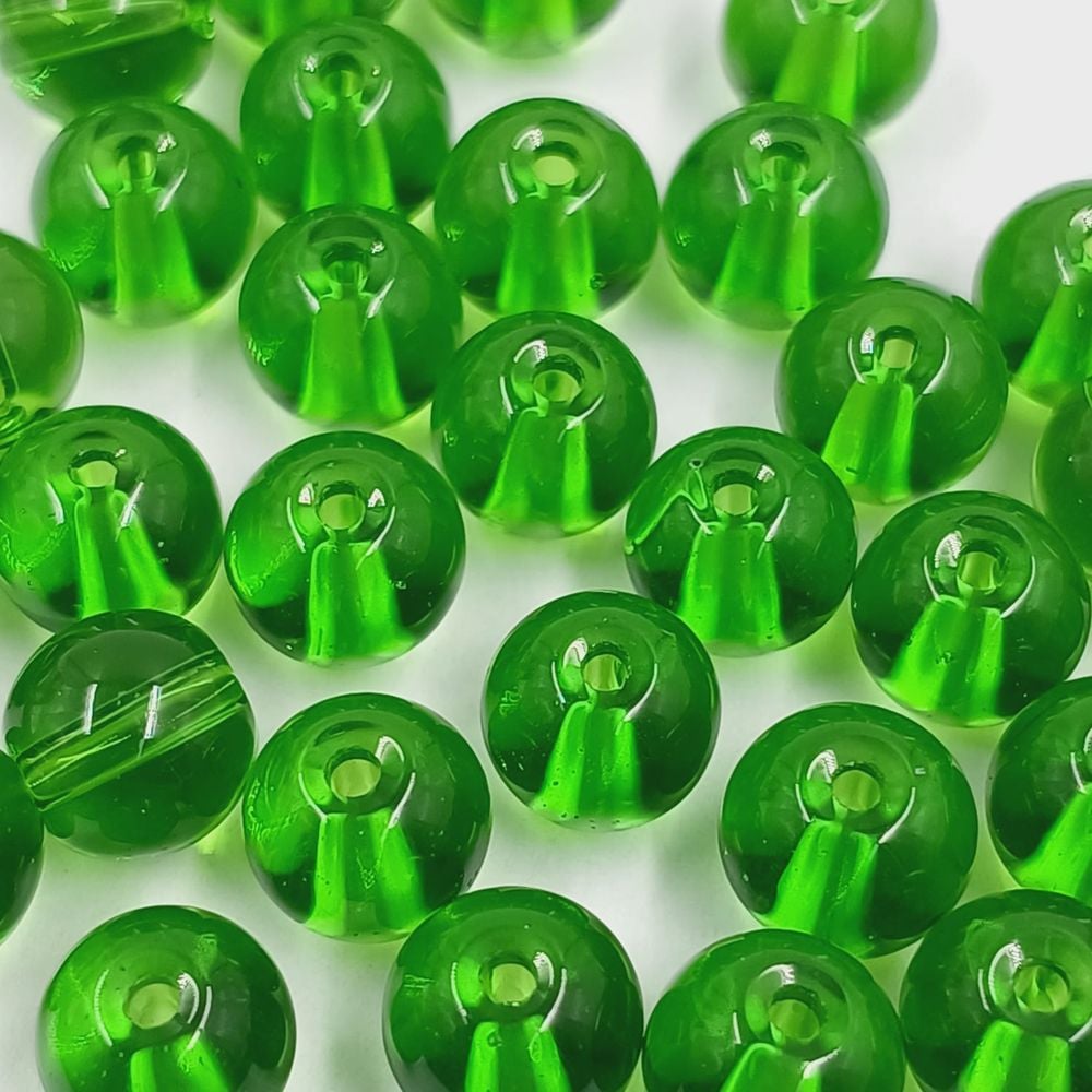 Porcelana Transparente Verde - 8mm 25g (Aprox. 39 Peças)