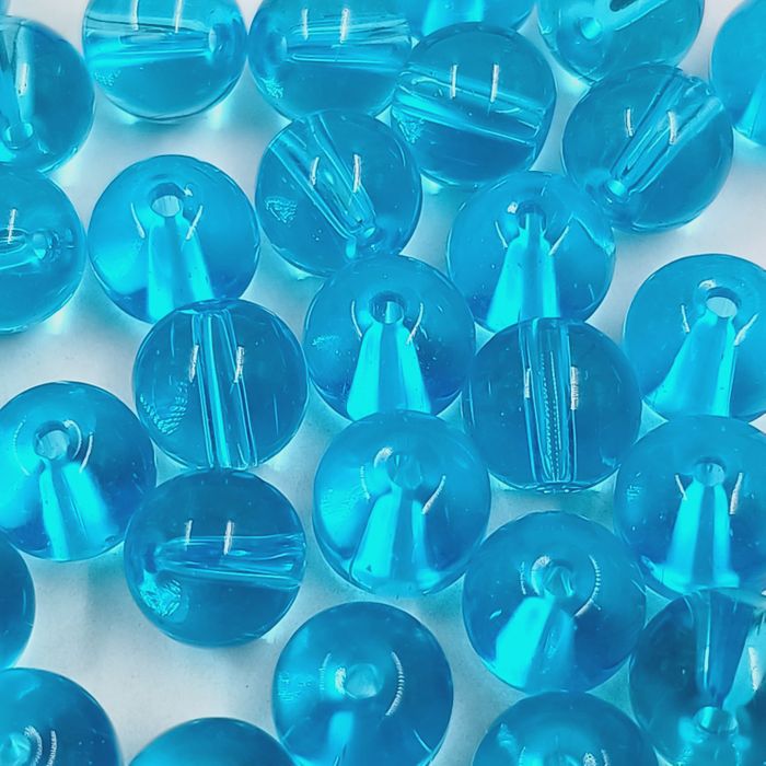 Fio Porcelana Transparente Azul - 8mm 1 Fio 56 Peças