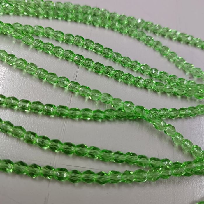 Fio de Cristal 4mm Transparente Verde 5011 - 1 Fio Aprox. 120 Peças