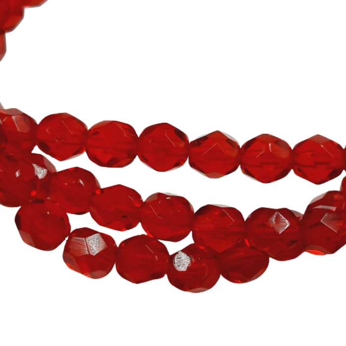 Fio de Cristal Transparente Vermelho 9008 - 5mm 1 Fio Aprox. 84Peças