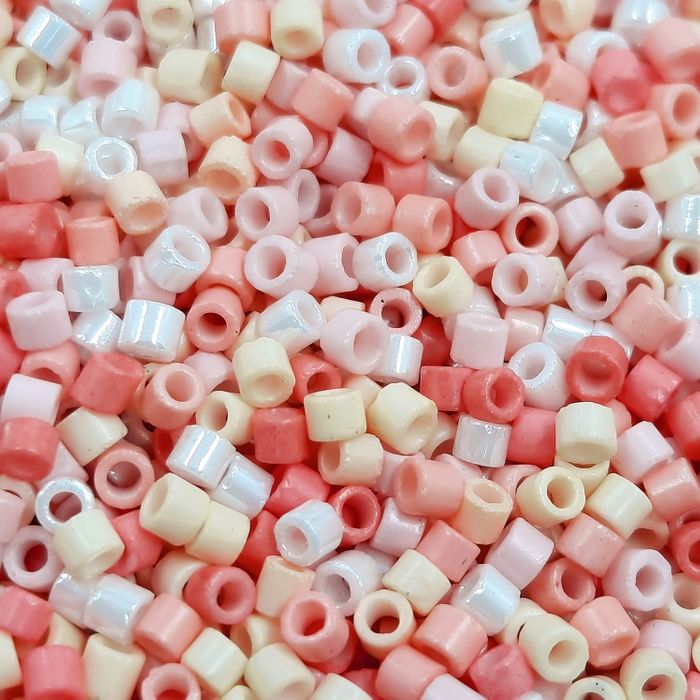 Miçanga Japonesa Delica Tons de Rosa - 10/0(2,3mm) 100g Aprox. 1.120 Peças