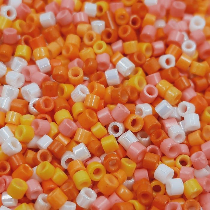 Miçanga Japonesa Delica Tons de Laranja - 10/0(2,3mm) 10g Aprox. 112 Peças